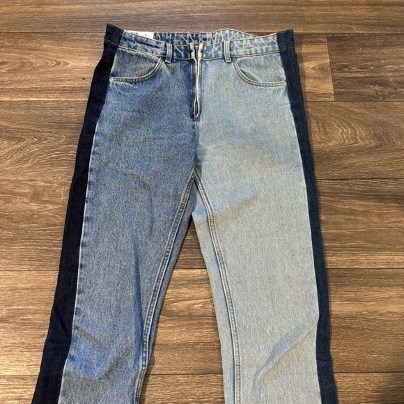 ZARA TRF DENIM IX’D MAKERS two-toned colorblock jeans with zipper - Picture 5 of 11
